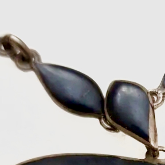 💎Siam Niello/Nielloware 50s Enamel Engraved Sterling Slvr Necklace w/Lg Pendant - Picture 3 of 6